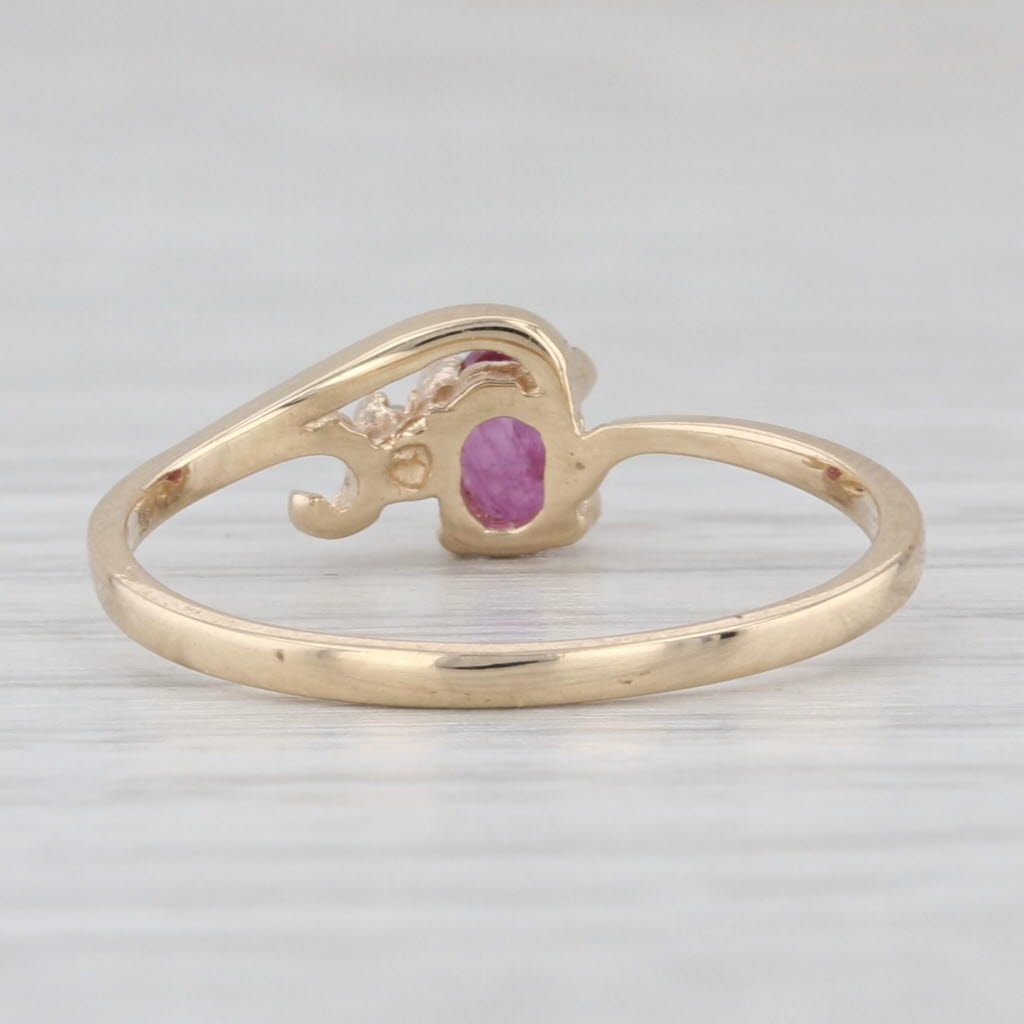 0.23ct Oval Ruby Solitaire Ring 10k Yellow Gold Size 6.25 Bypass