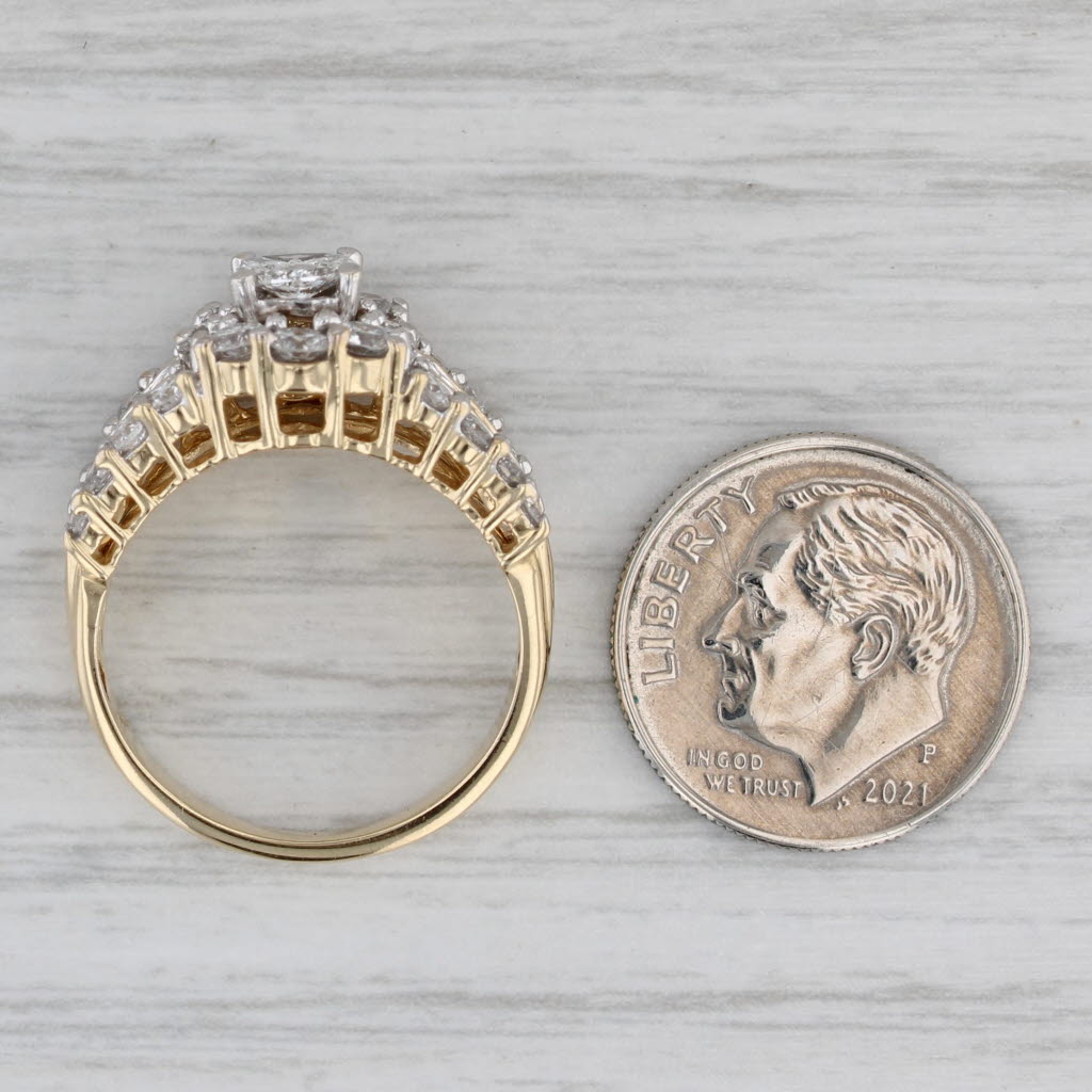 Gray 1.64ctw Diamond Halo Engagement Ring 14k Yellow Gold Size 7