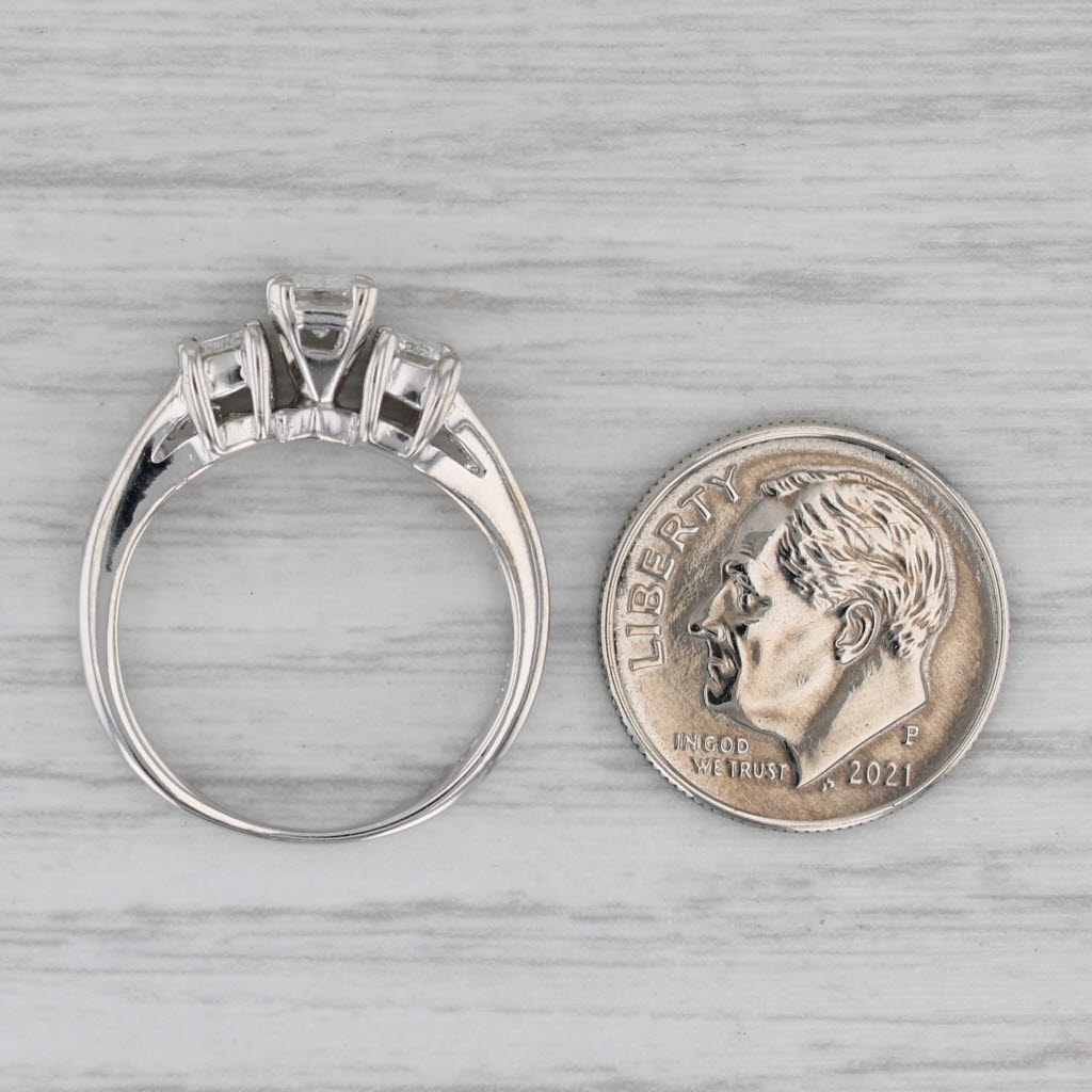 Gray 1.24ctw 3-Stone Emerald Cut Engagement Ring 14k White Gold Size 6.25