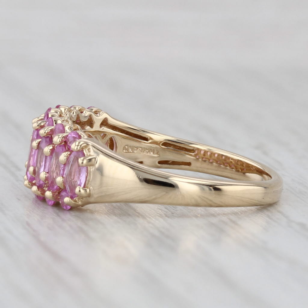 2.20ctw Pink Sapphire Cluster Ring 14k Yellow Gold Size 9