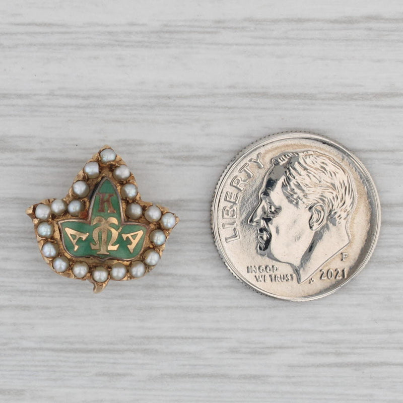 Alpha Kappa Alpha Badge 10k Gold Pearls Sorority Vintage Greek Leaf Pin
