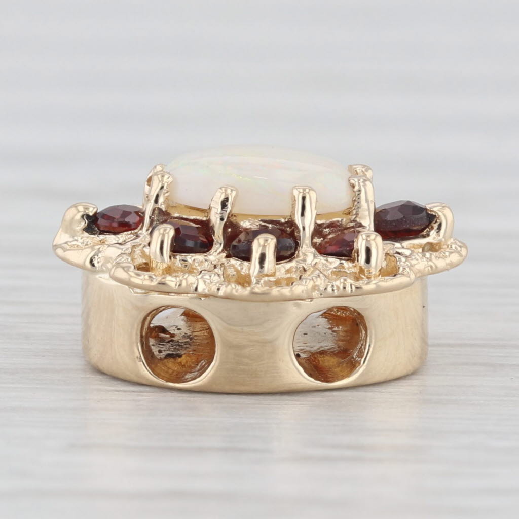 Light Gray Opal Garnet Slide Bracelet Charm 14k Yellow Gold Richard Klein Vintage