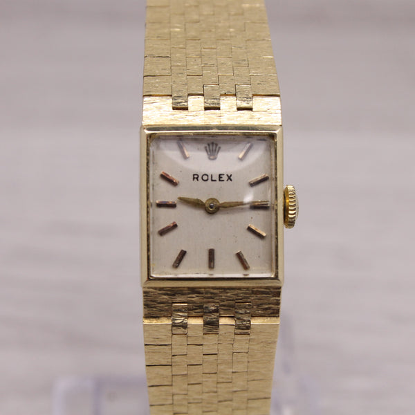 Dark Gray Vintage c.1950's Rolex Ladies 14k Yellow Gold Bracelet Watch Quartz Conversion