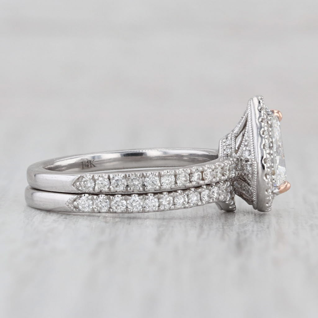 Neil Lane Diamond Pear Halo Engagement Ring Wedding Band Bridal 14k White Gold