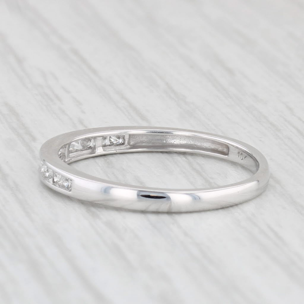 Light Gray 0.15ctw Diamond Wedding Band 10k White Gold Size 7 Stackable Ring