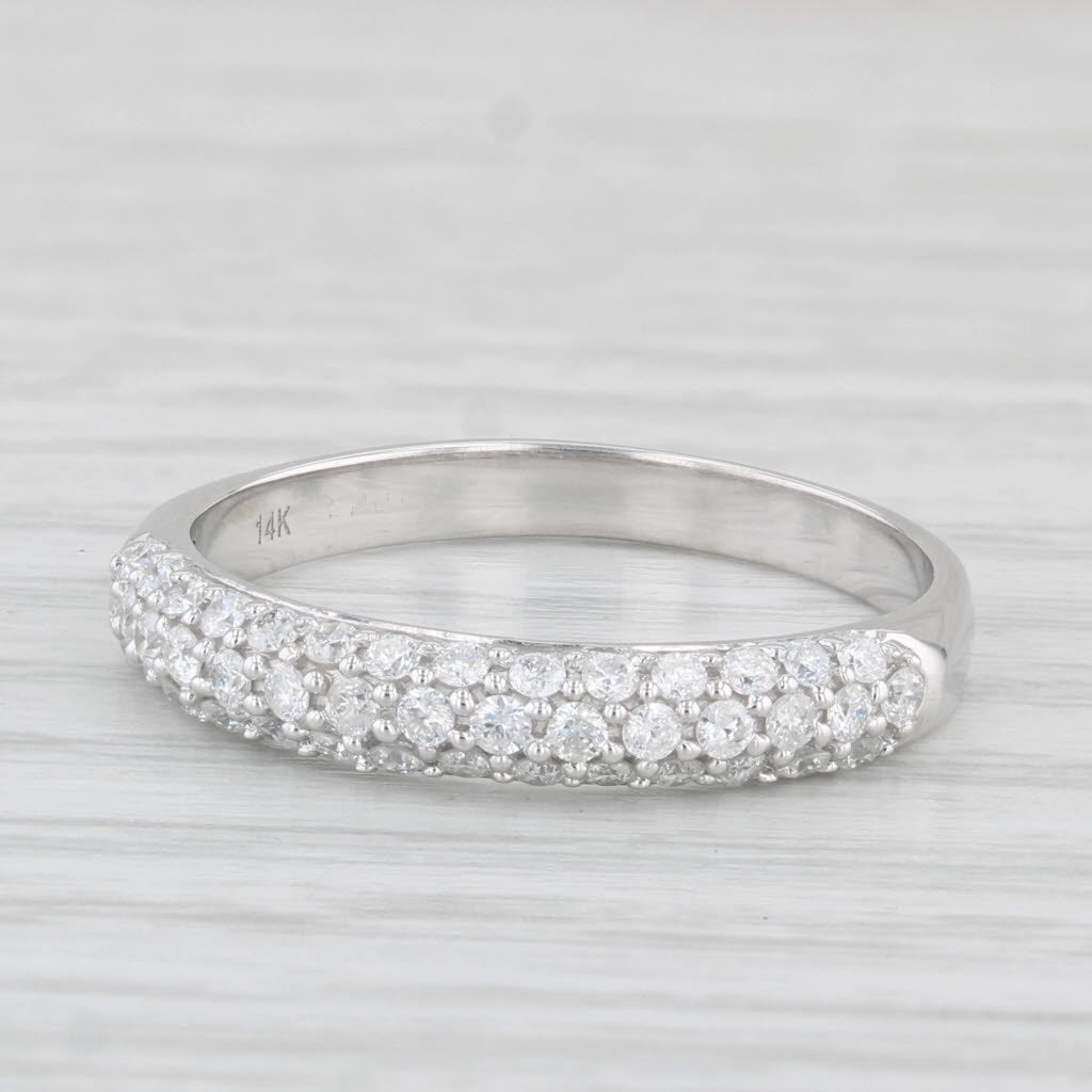 Light Gray 0.50ctw Diamond Wedding Band 14k White Gold Size 8.75 Anniversary Ring Stackable