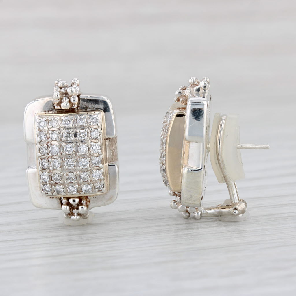 Light Gray Michael Dawkins 0.98ctw Diamond Earrings 14k Gold Sterling Silver