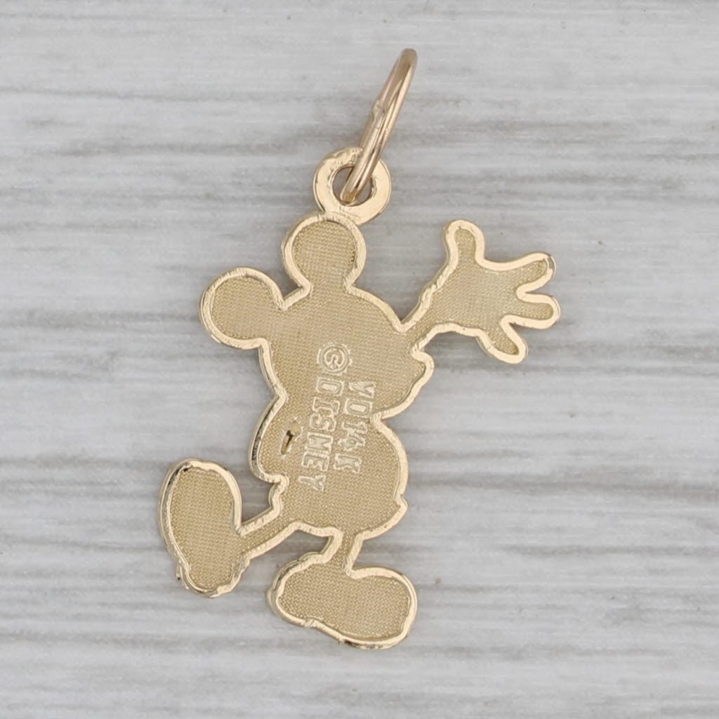 Gray Disney Cartoon Mickey Mouse Pendant 14k Yellow Gold Charm Box New Old Stock