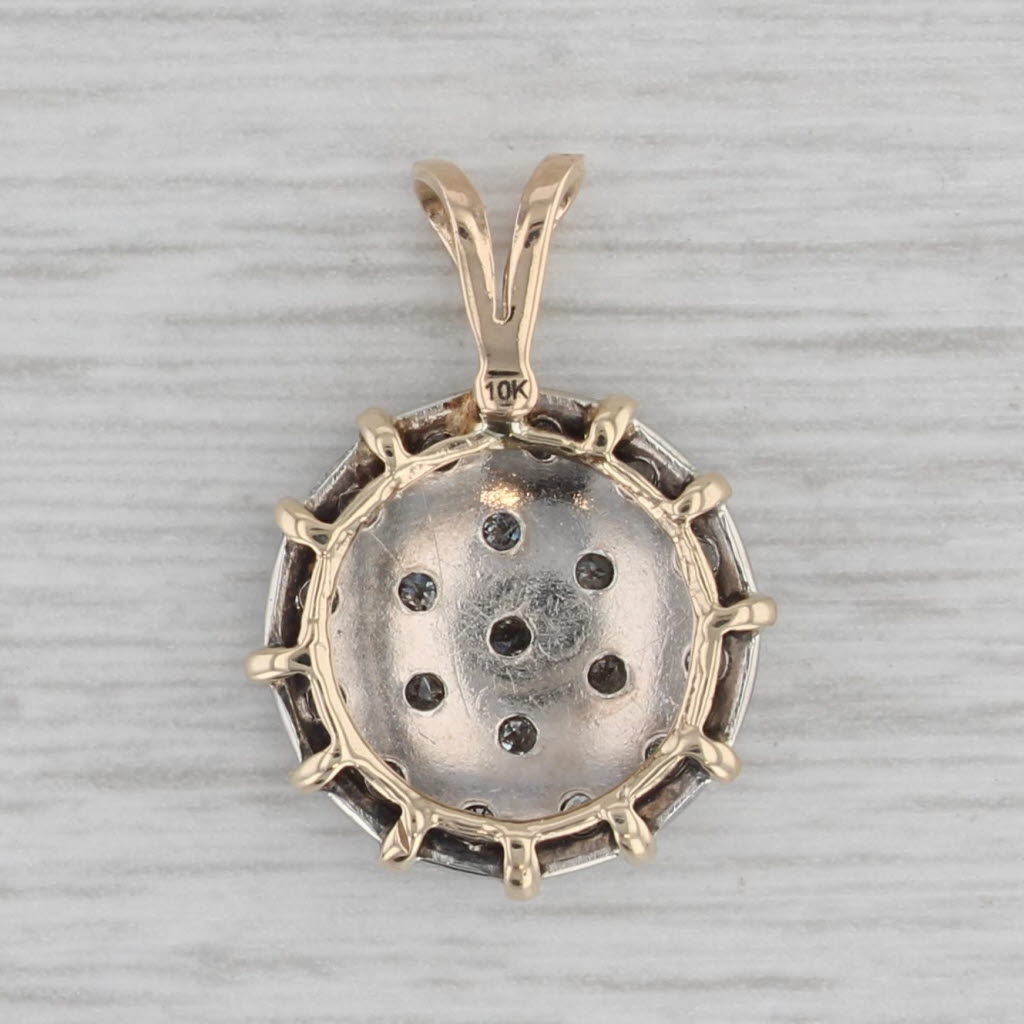 Gray 0.28ctw Diamond Cluster Pendant 10k Yellow White Gold Small Drop