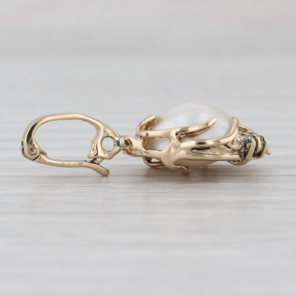 Mabe Pearl Diamond Enhancer Pendant 14k Yellow Gold Enhancer Clip Bail