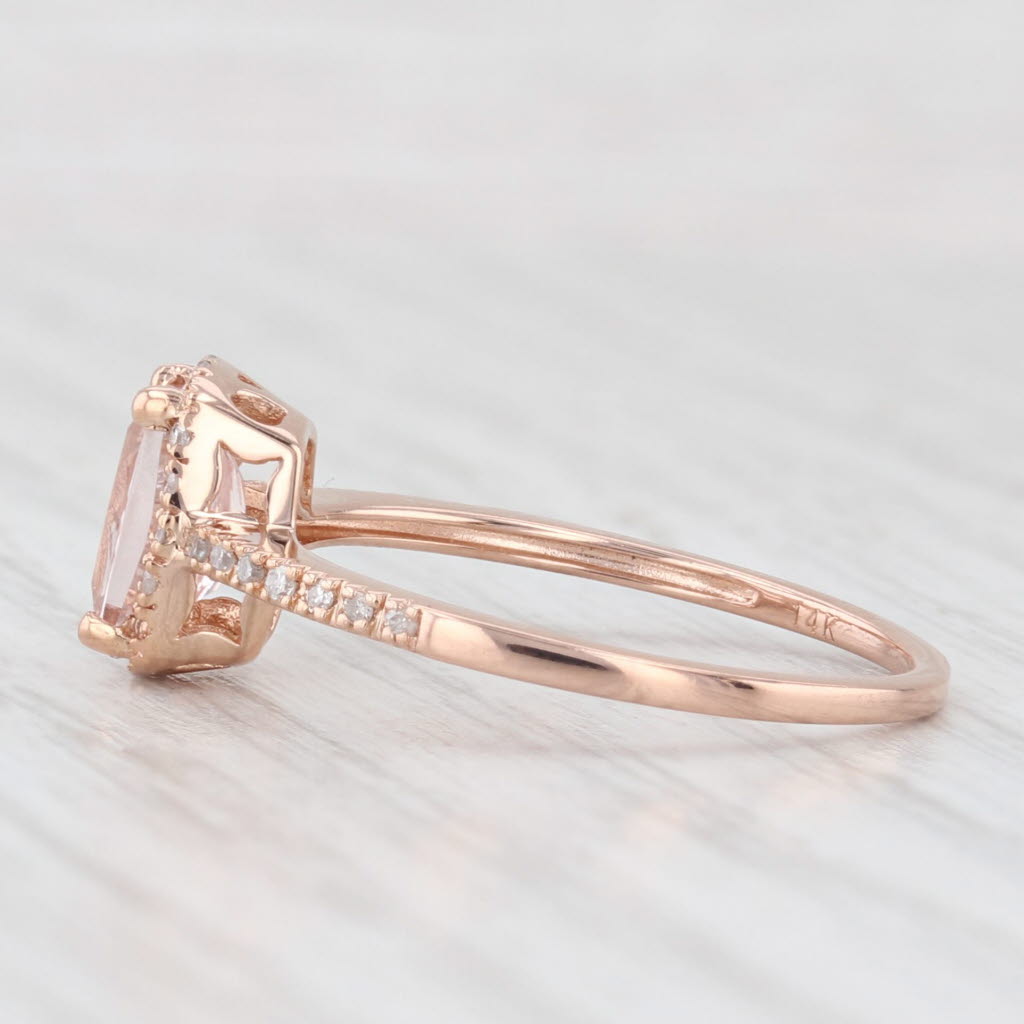 Light Gray 0.91ctw Morganite Diamond Halo Ring 14k Rose Gold Size 7.25 Engagement