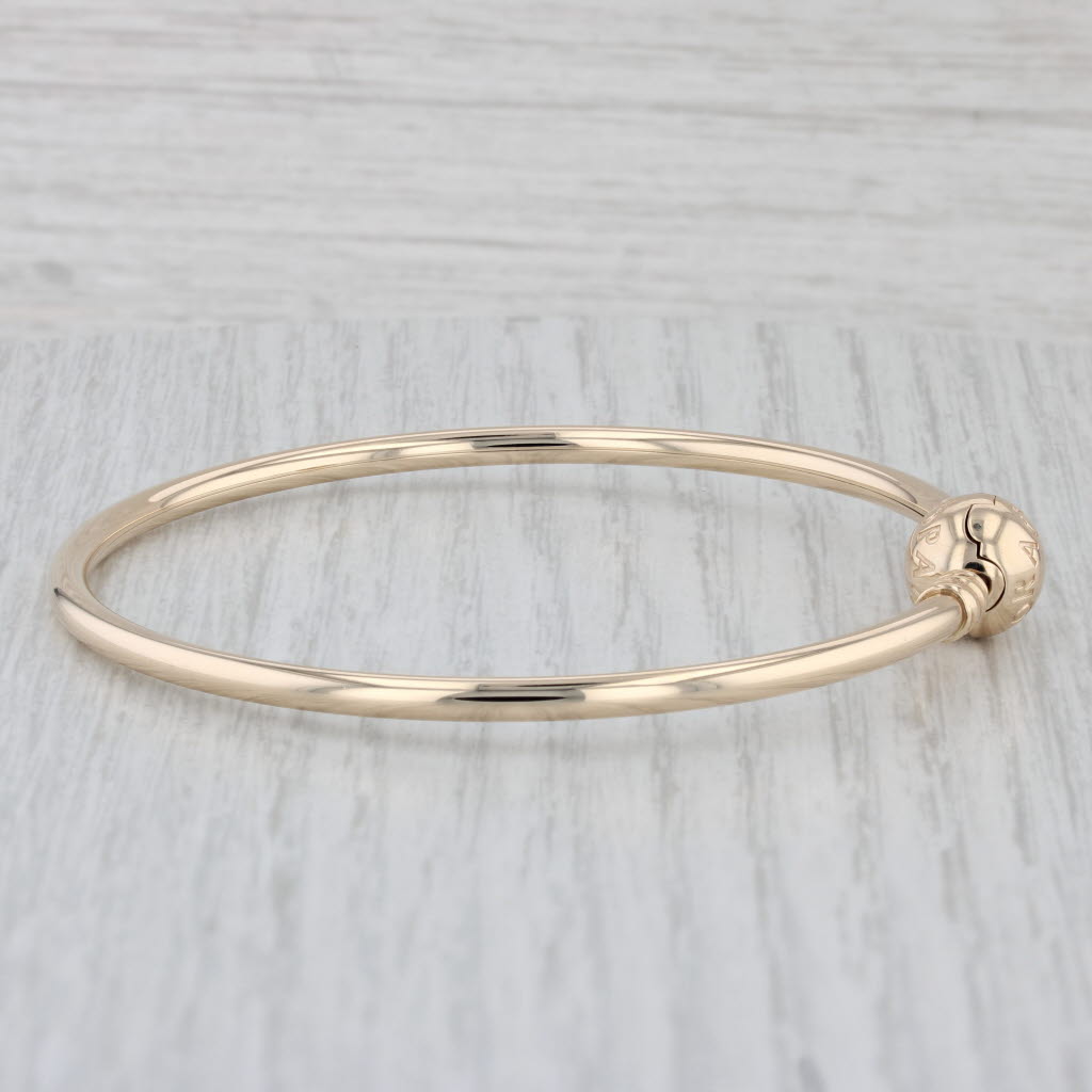 Gray Authentic Pandora Gold Bangle Charm Bracelet 550713 14k 7.5" 19cm