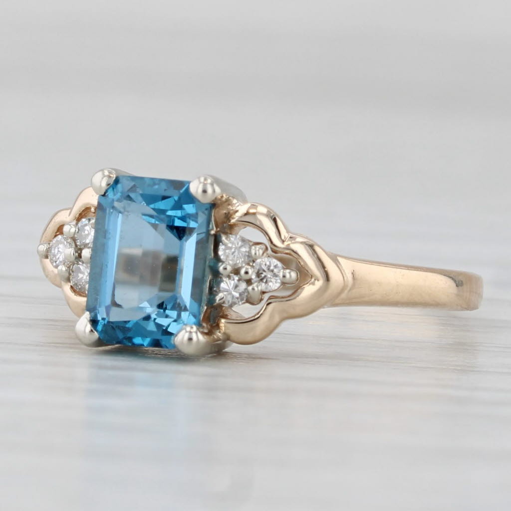 Light Gray 1.43ctw Blue Topaz Diamond Ring 14k Yellow Gold Size 6.25