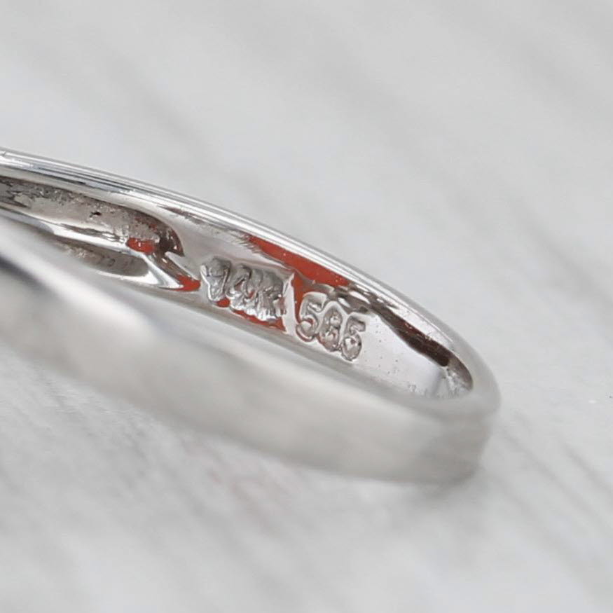 Gray Coral Oval Cabochon Diamond Ring 14k White Gold Size 7