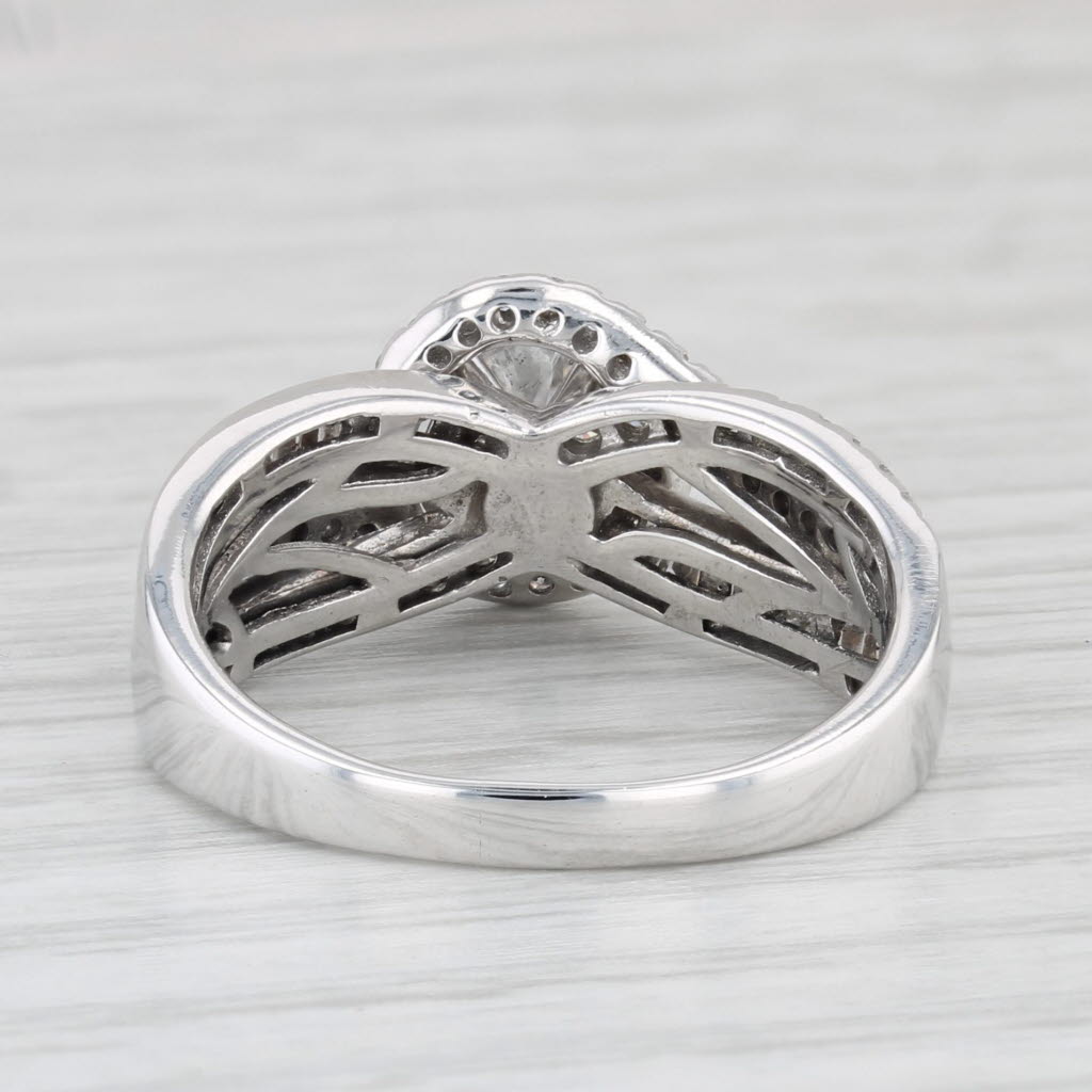 Light Gray 0.88ctw Round Diamond Engagement Ring 14k White Gold Size 8.25