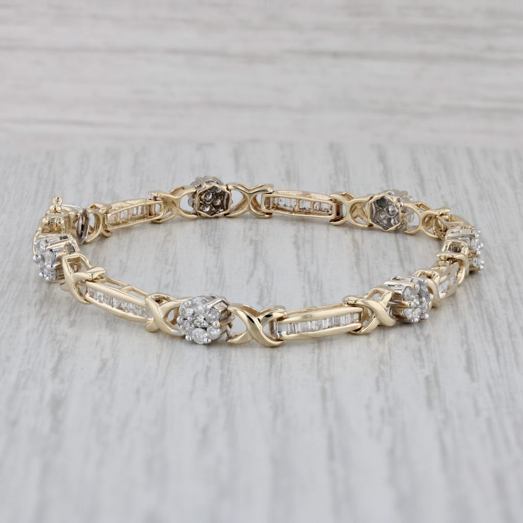 Gray 2ctw Diamond Tennis Bracelet 14k Yellow Gold 7.5" 5.4mm