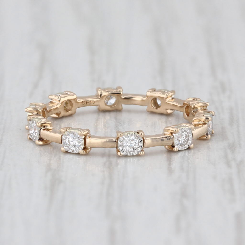 0.16ctw Diamond Eternity Band 14k Yellow Gold Stackable Ring Wedding Anniversary