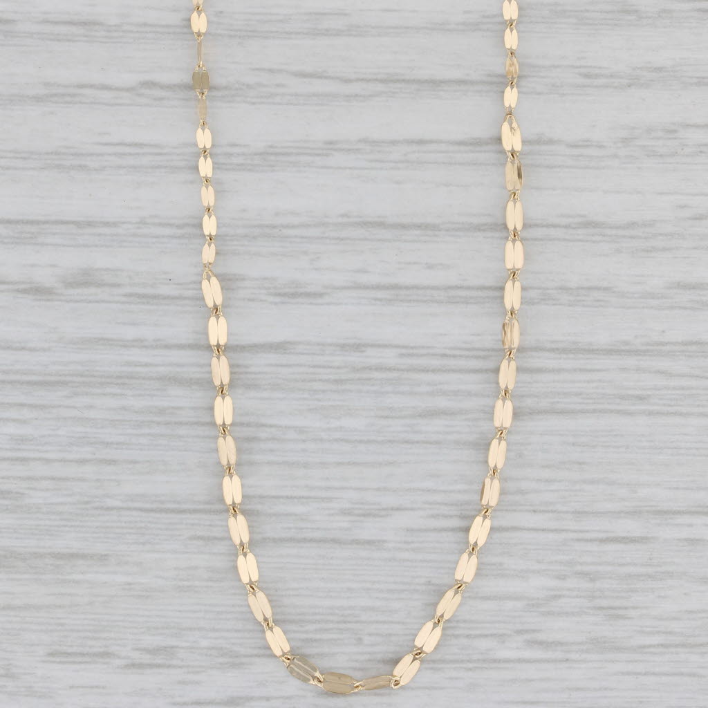 Gray New Marquise Link Chain Necklace 14k Yellow Gold 18" 1.7mm
