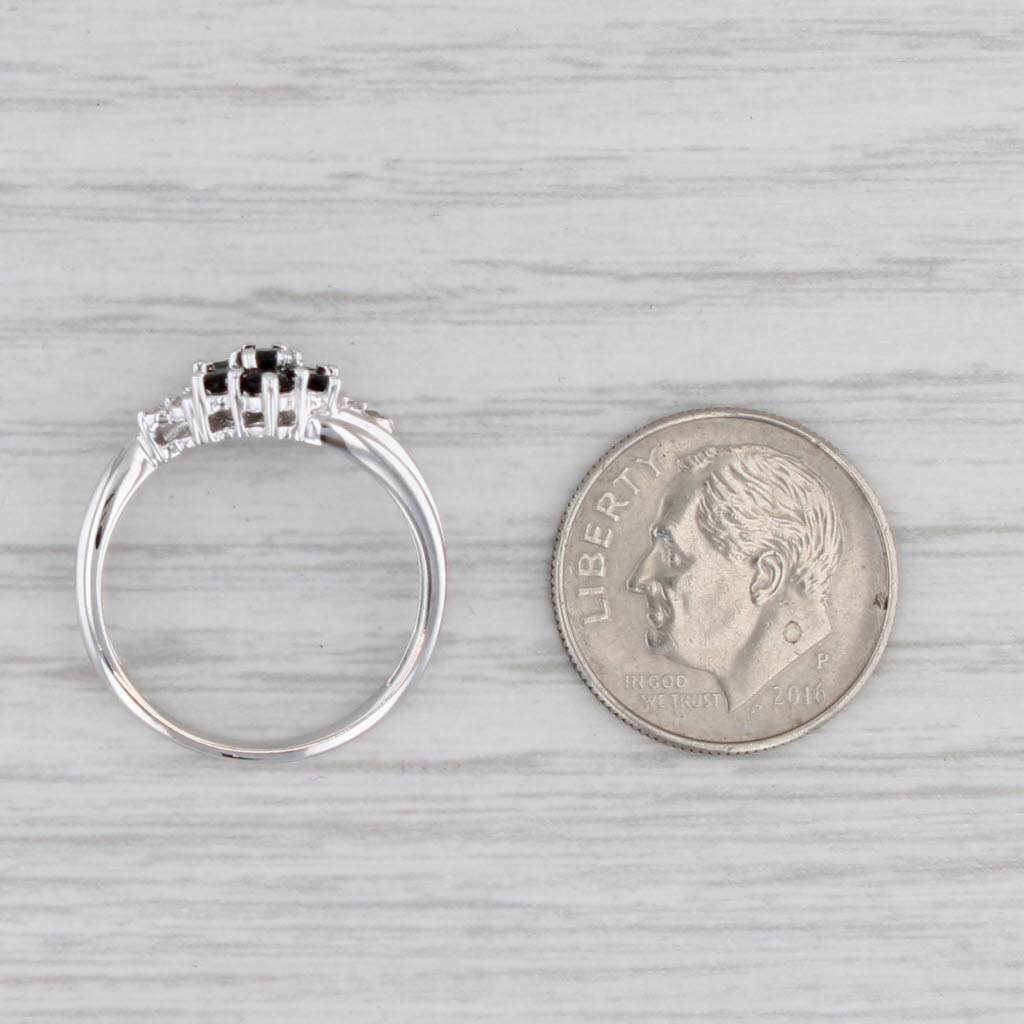 Gray 0.54ctw Green Tourmaline Flower Cluster Ring 14k White Gold Size 5.75 Bypass