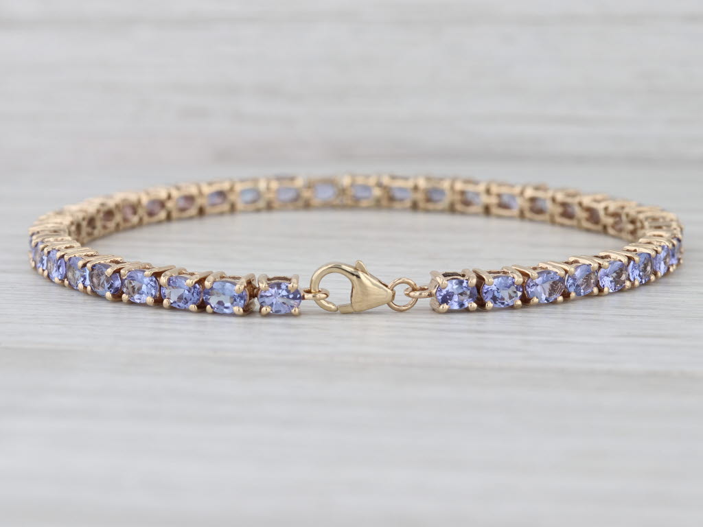 7.95ctw Tanzanite Tennis Bracelet 10k Yellow Gold 7.25" 3.8mm COA Tomas Rae