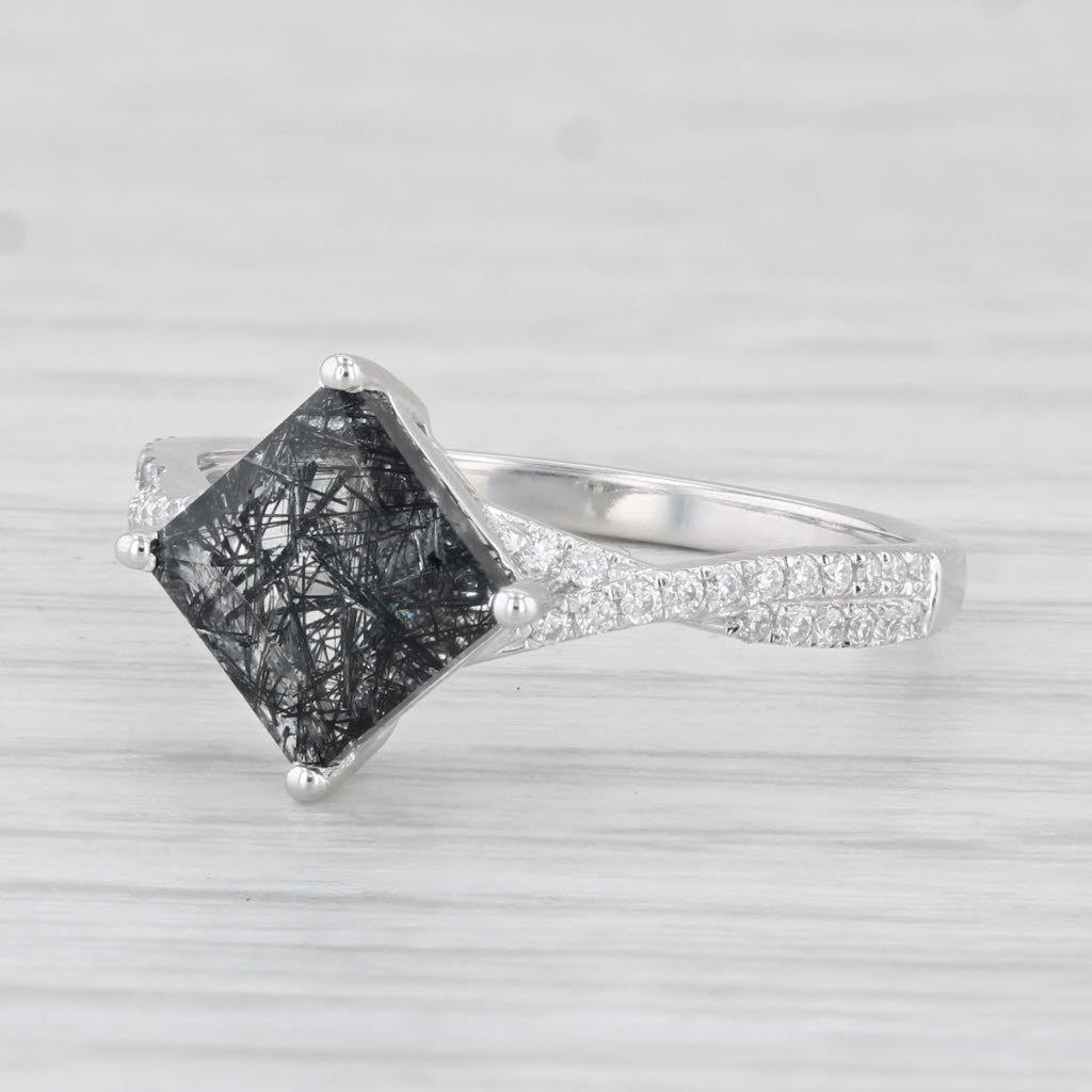 Light Gray 1.80ctw Rutilated Tourmaline Cubic Zirconia Ring 10k White Gold Size 7.25