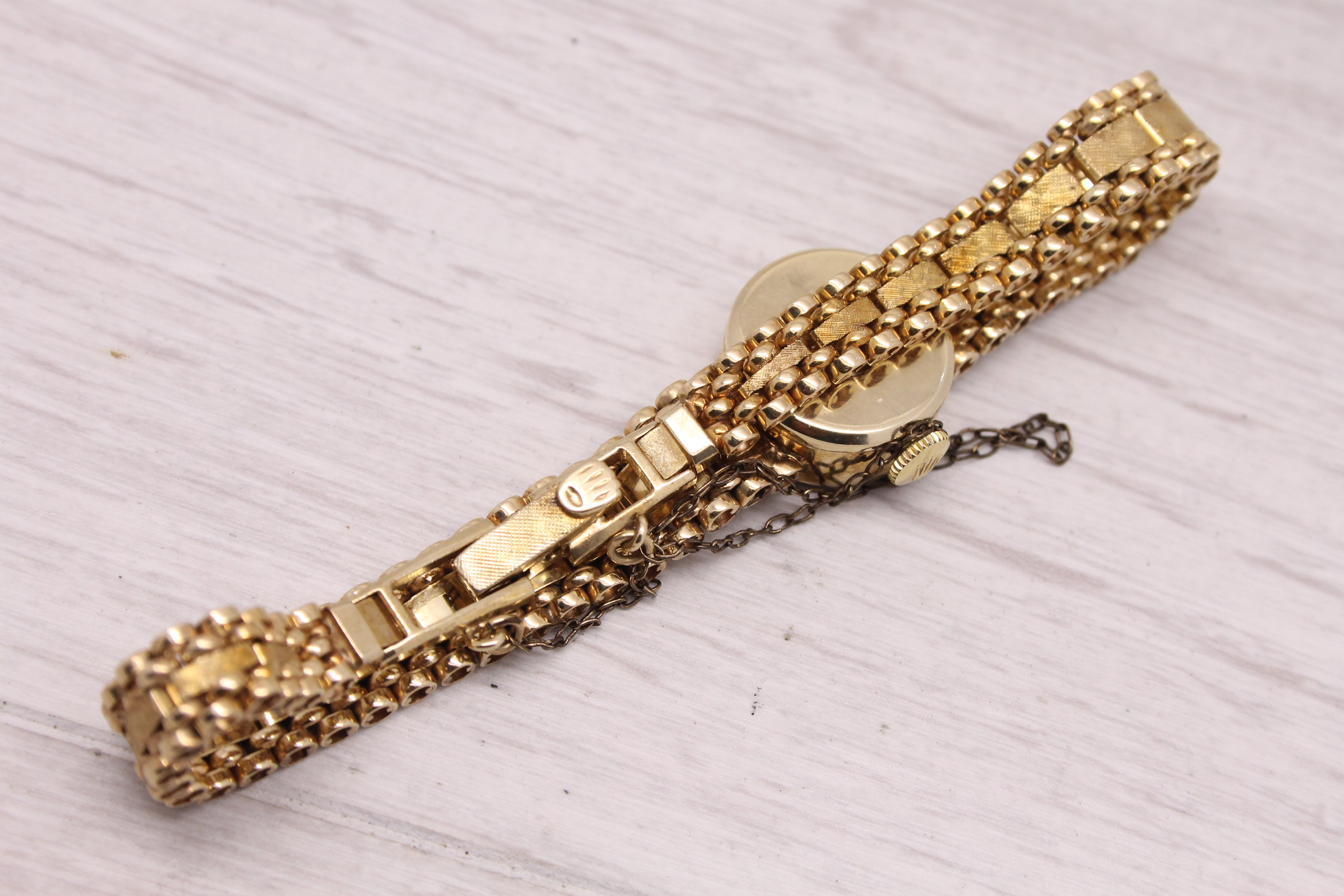 Light Gray Vintage c.1960's Rolex Ladies 14k Yellow Gold Bracelet Watch cal.1400 Original