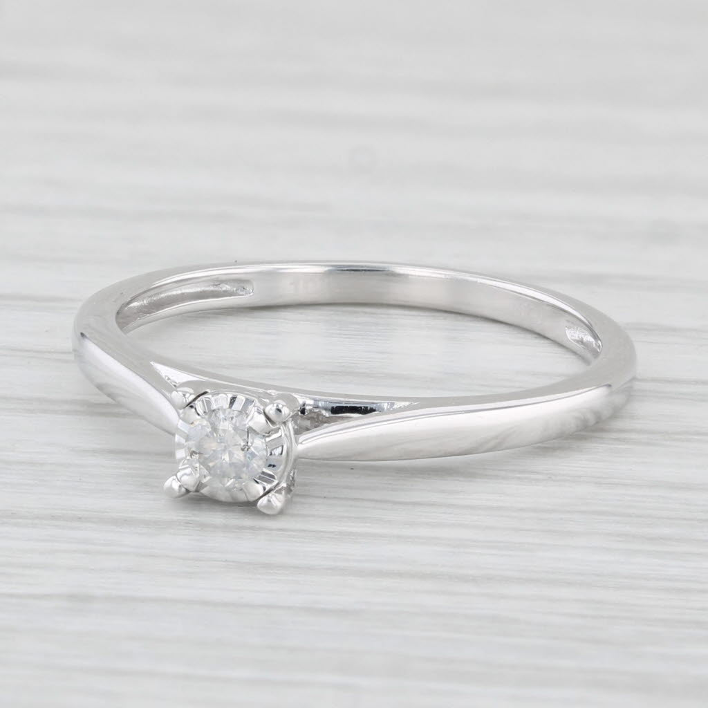 Light Gray Diamond Round Solitaire Engagement Ring 10k White Gold Size 7.25