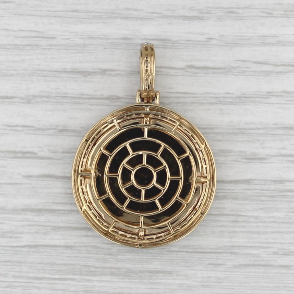 1.86ctw Engravable Disc Diamond Halo Pendant 14k Yellow Gold Medallion Statement