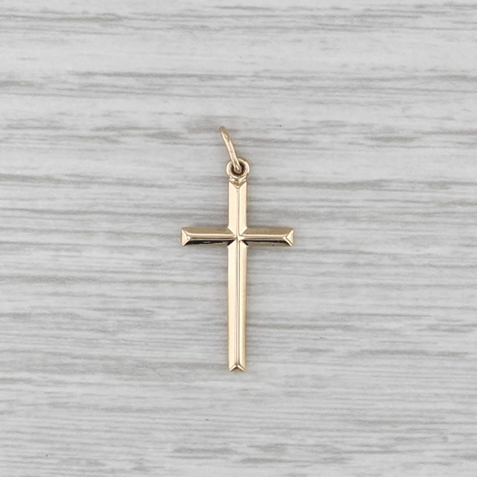 Small Beveled Cross Pendant 10k Yellow Gold Small Drop