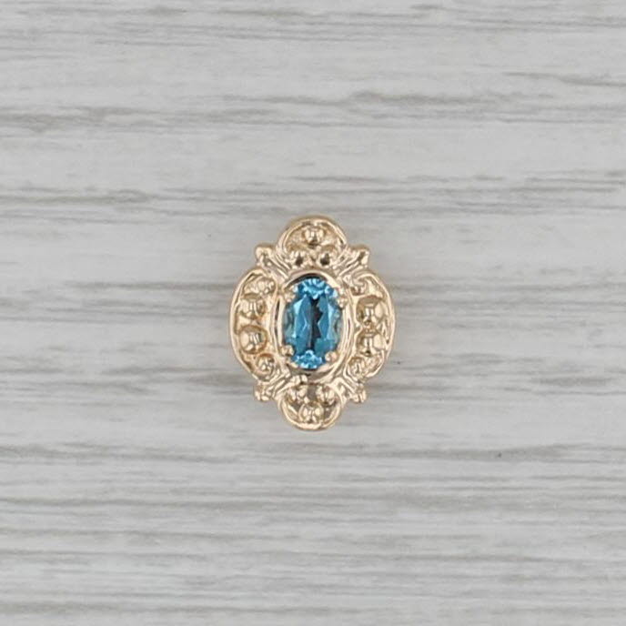 Old Victoria 0.45ct Blue Topaz Slide Bracelet Charm 14k Yellow Gold Vintage
