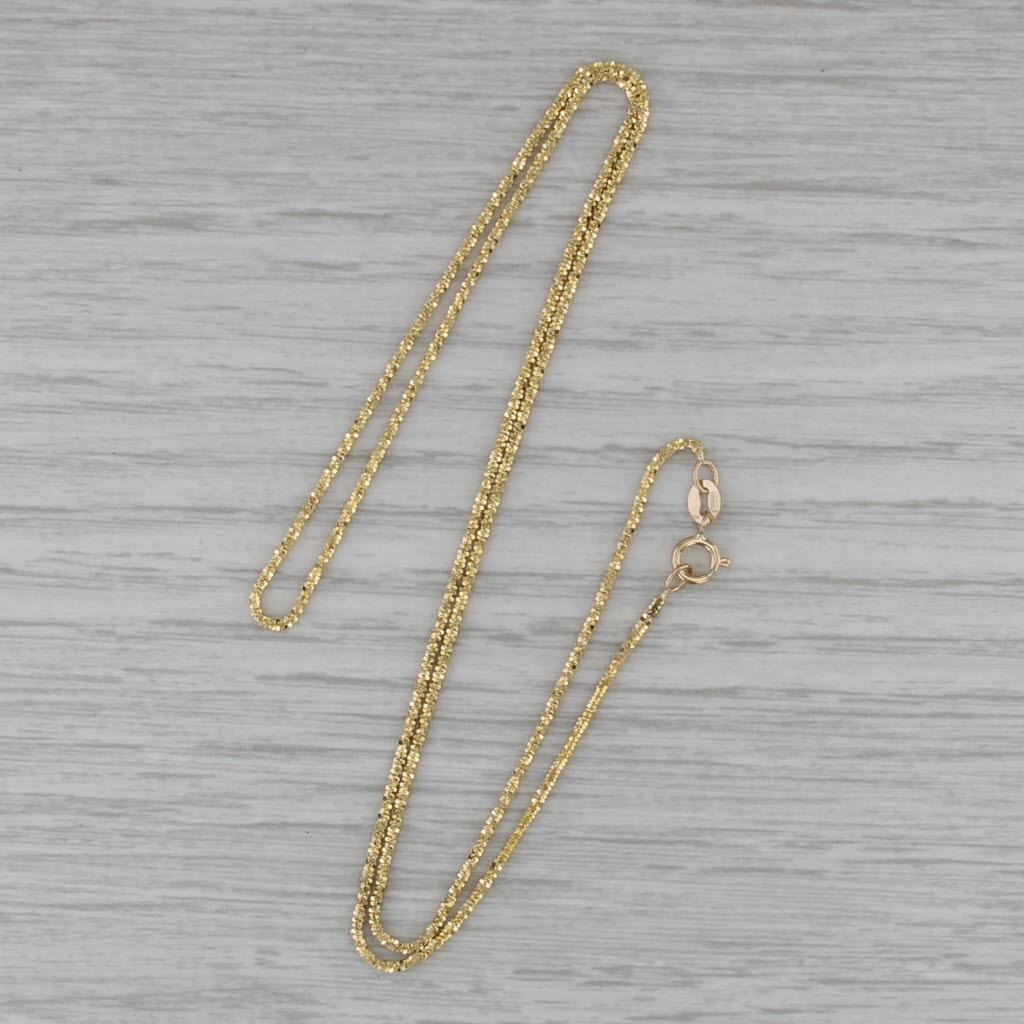 Popcorn Chain Necklace 14k Yellow Gold 18" 1.2mm Italian