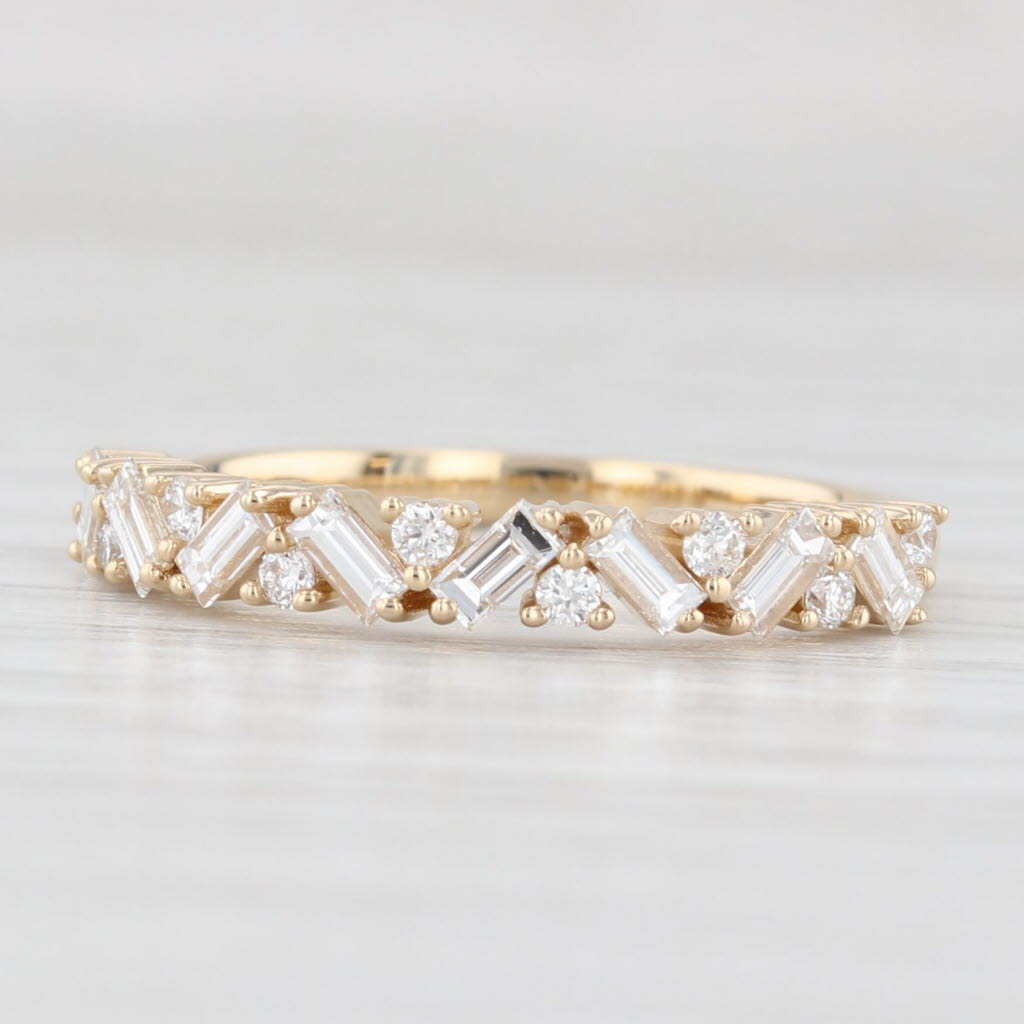 Light Gray New 0.54ctw Diamond Wedding Band 14k Yellow Gold Stackable Anniversary Ring 6.5