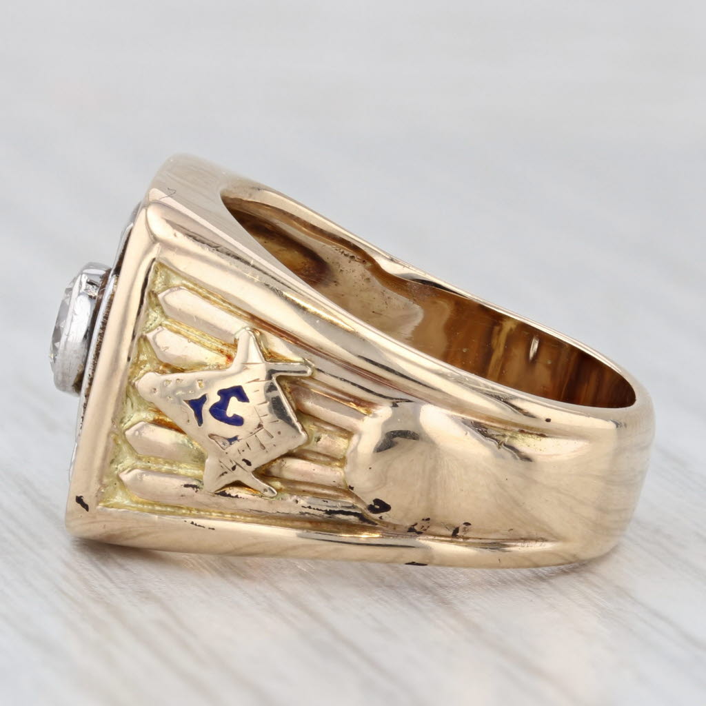 Light Gray 0.47ct Diamond Knights Templar Cross Ring 14k Gold Size 8.5 Masonic York Rite