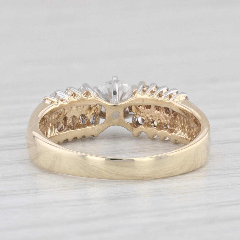 Light Gray 0.93ctw Round Diamond Engagement Ring 14k Yellow Gold Size 8