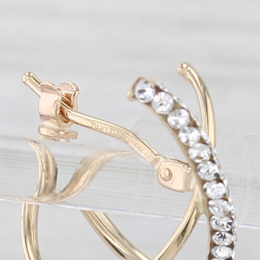 Light Gray Glass X Drop Earrings 14k Yellow Gold Snap Top Posts