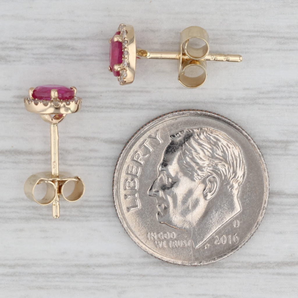 Gray 1.11ctw Pink Sapphire Diamond Halo Stud Earrings 14k Yellow Gold