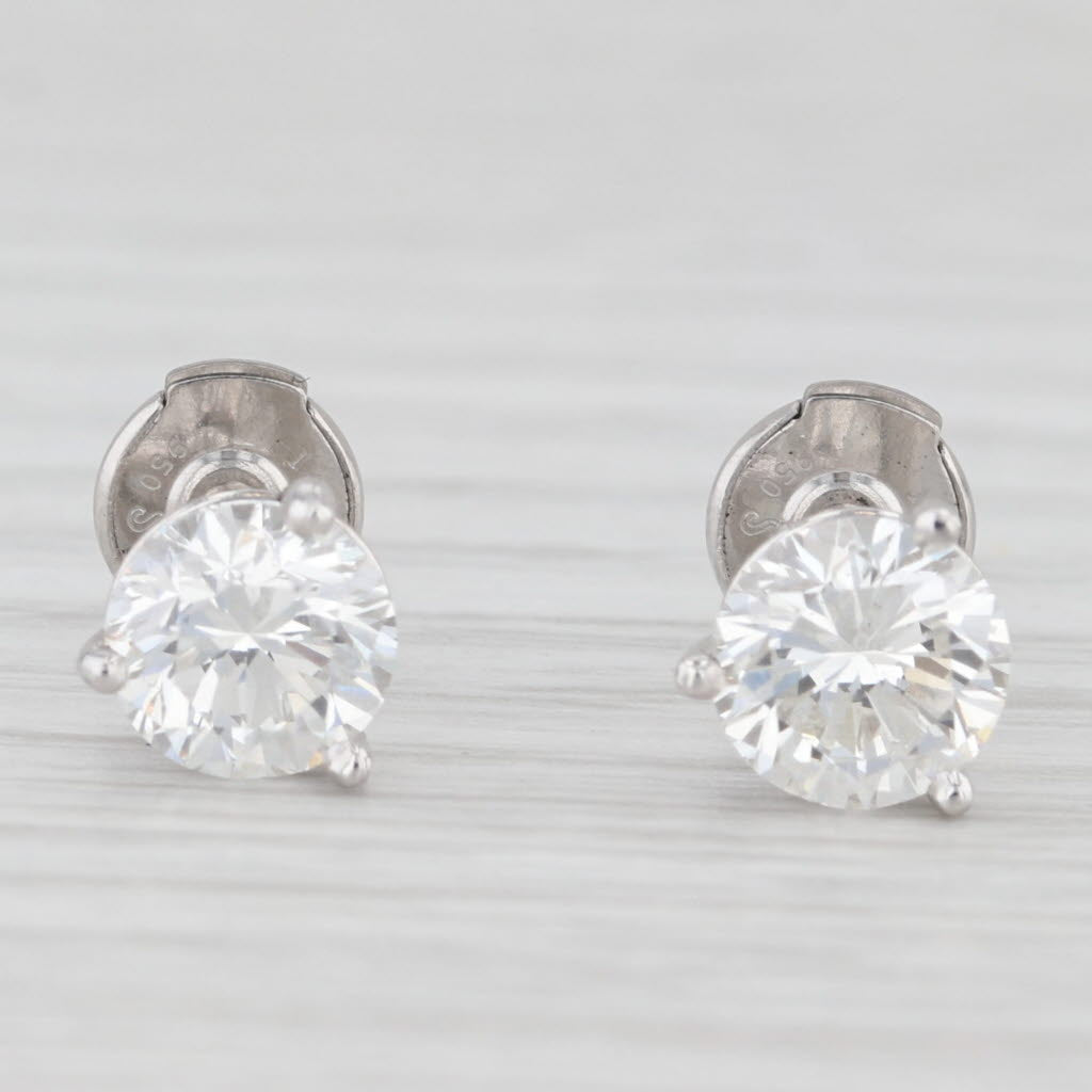 Light Gray New 2.04ctw Diamond Stud Earrings Platinum GIA Round Solitaire Studs