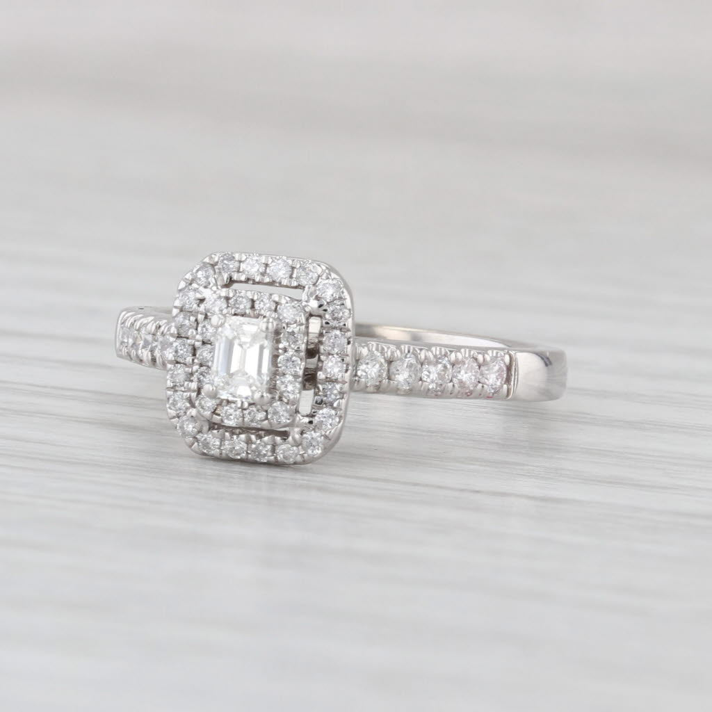0.50ctw Diamond Halo Engagement Ring 14k White Gold Size 7