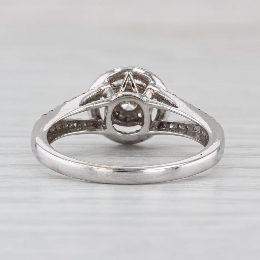 0.43ctw Diamond Cluster Halo Engagement Ring 14k White Gold Size 7