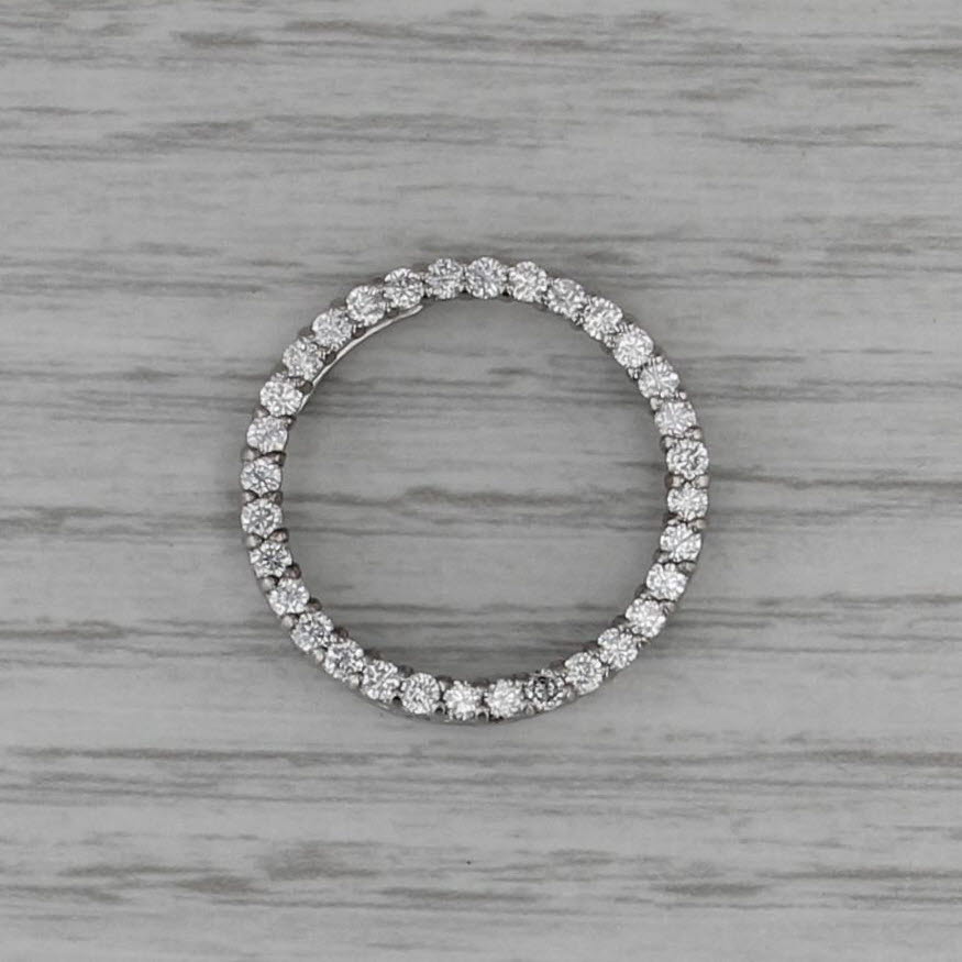 0.95ctw Diamond Eternity Circle Pendant 14k White Gold Floating Drop