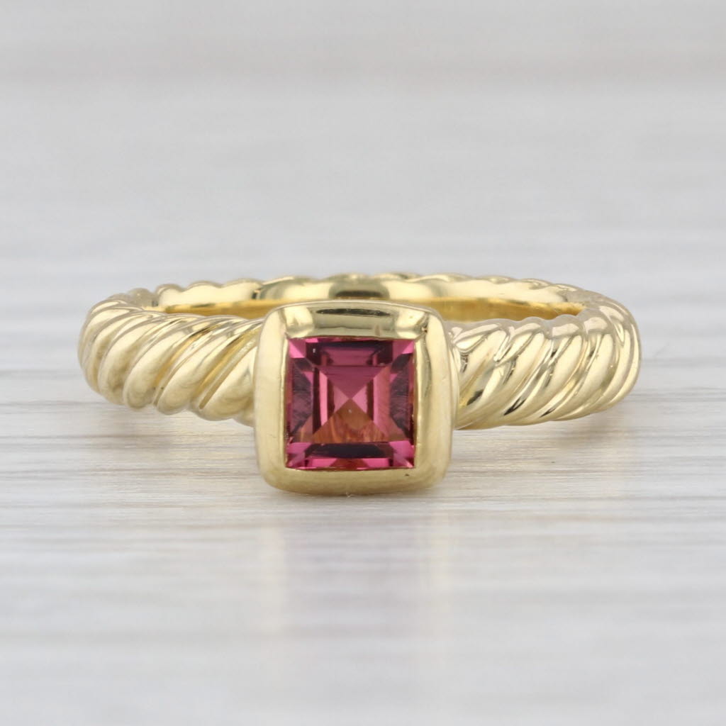 David Yurman 0.60ctw Pink Tourmaline Solitaire Ring 18k Yellow Gold Size 6