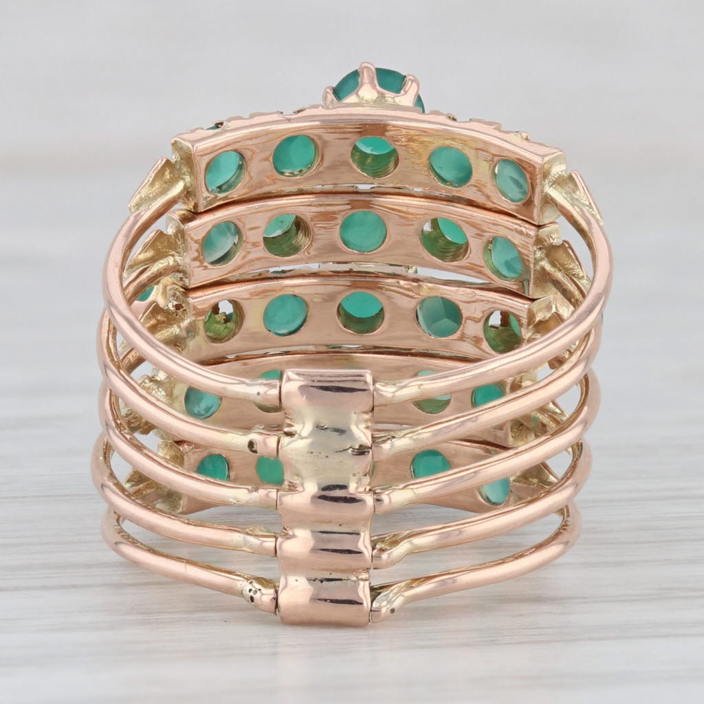 Gray Green Chalcedony Multiband Harem ring 14k Rose Gold Size 6.5 Cocktail