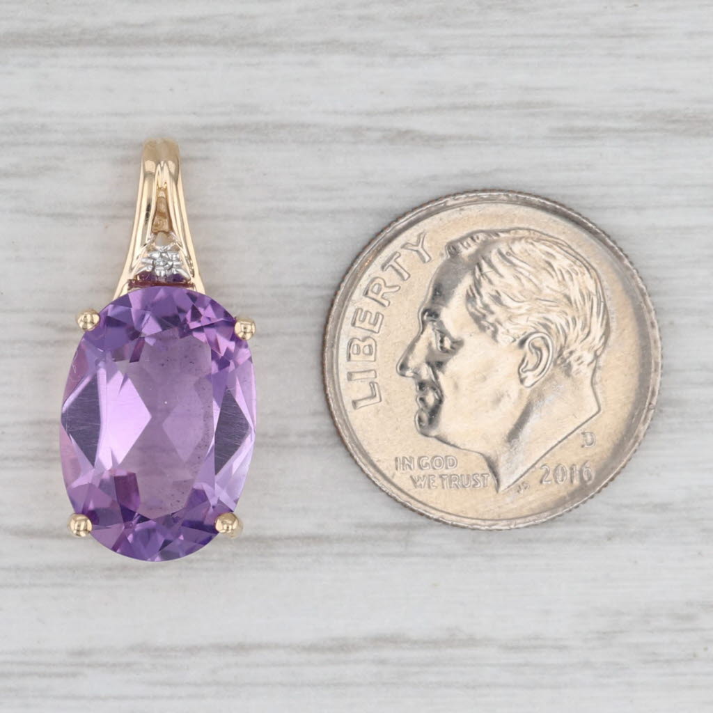 Light Gray 5.50ct Oval Amethyst Diamond Pendant 10k Yellow Gold