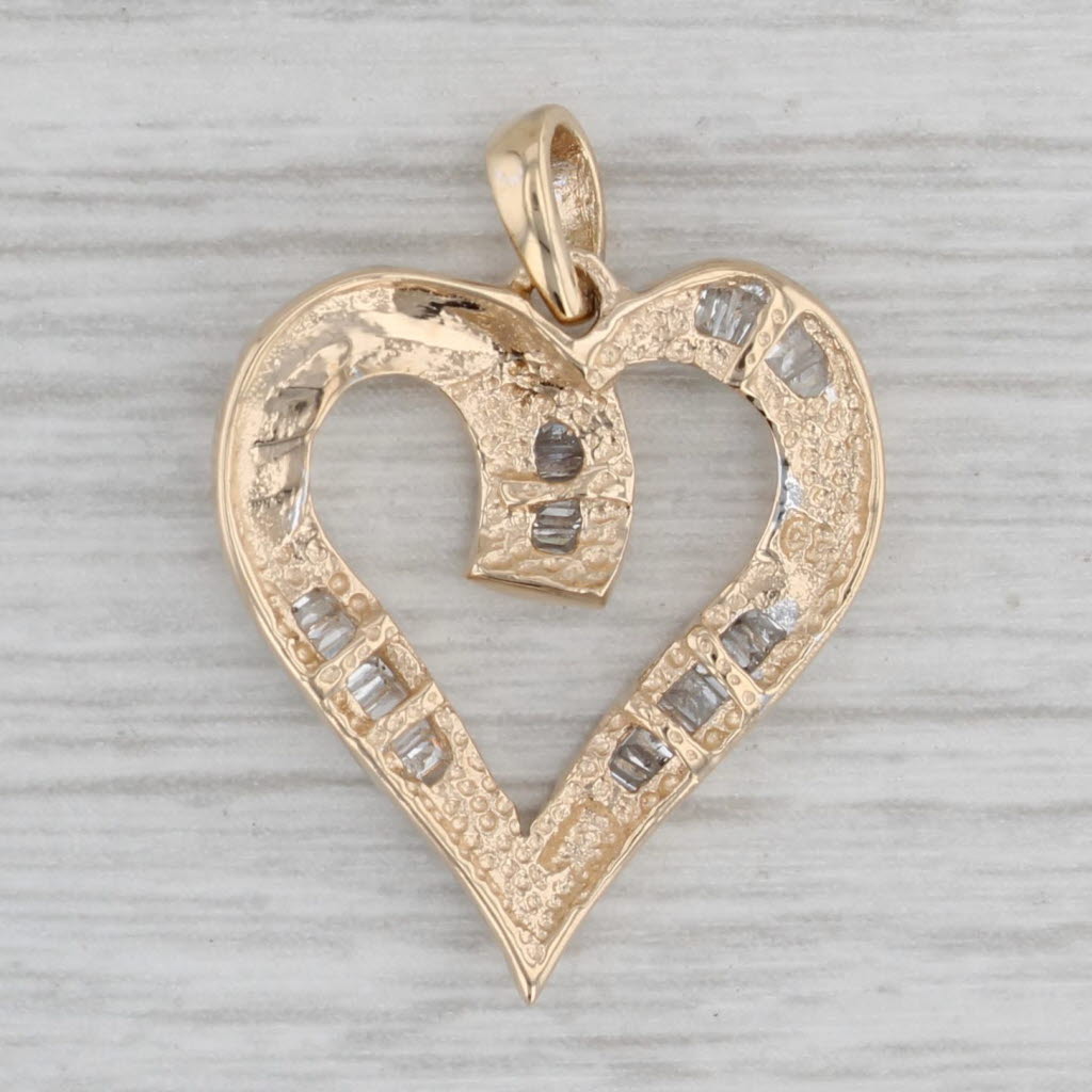 Gray 0.36ctw Diamond Open Heart Pendant 10k Yellow Gold