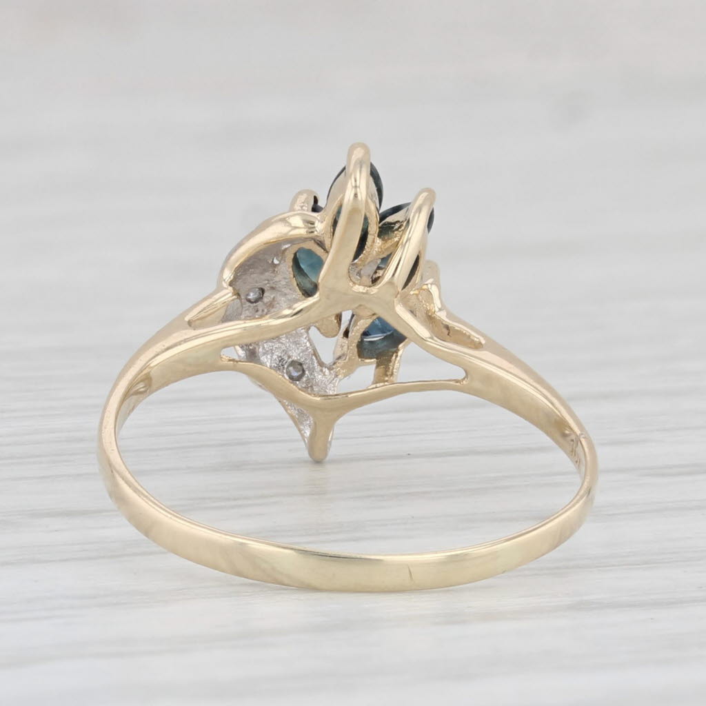 Light Gray 0.40ctw Blue Sapphire Cluster Diamond Ring 10k Yellow Gold Size 6