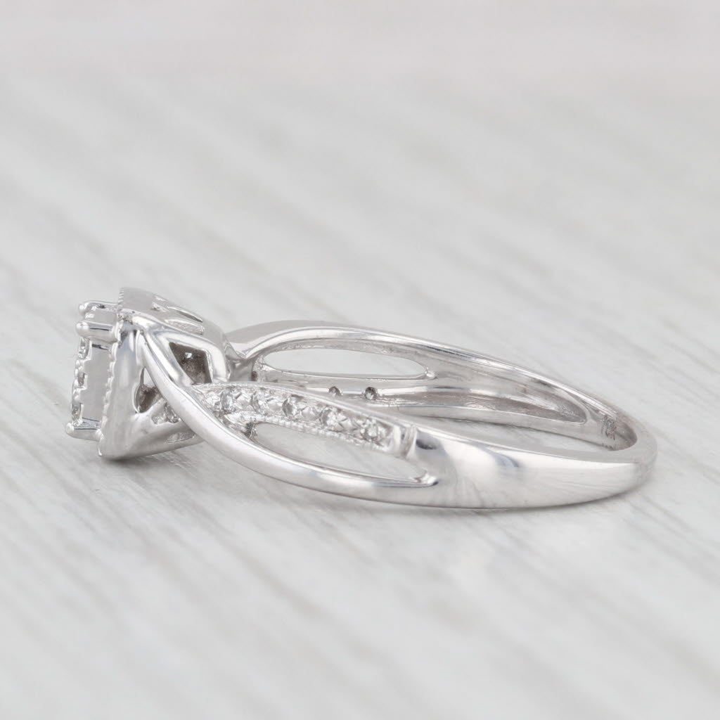 Light Gray 0.15ctw Diamond Halo Engagement Ring 10k White Gold Size 6.5