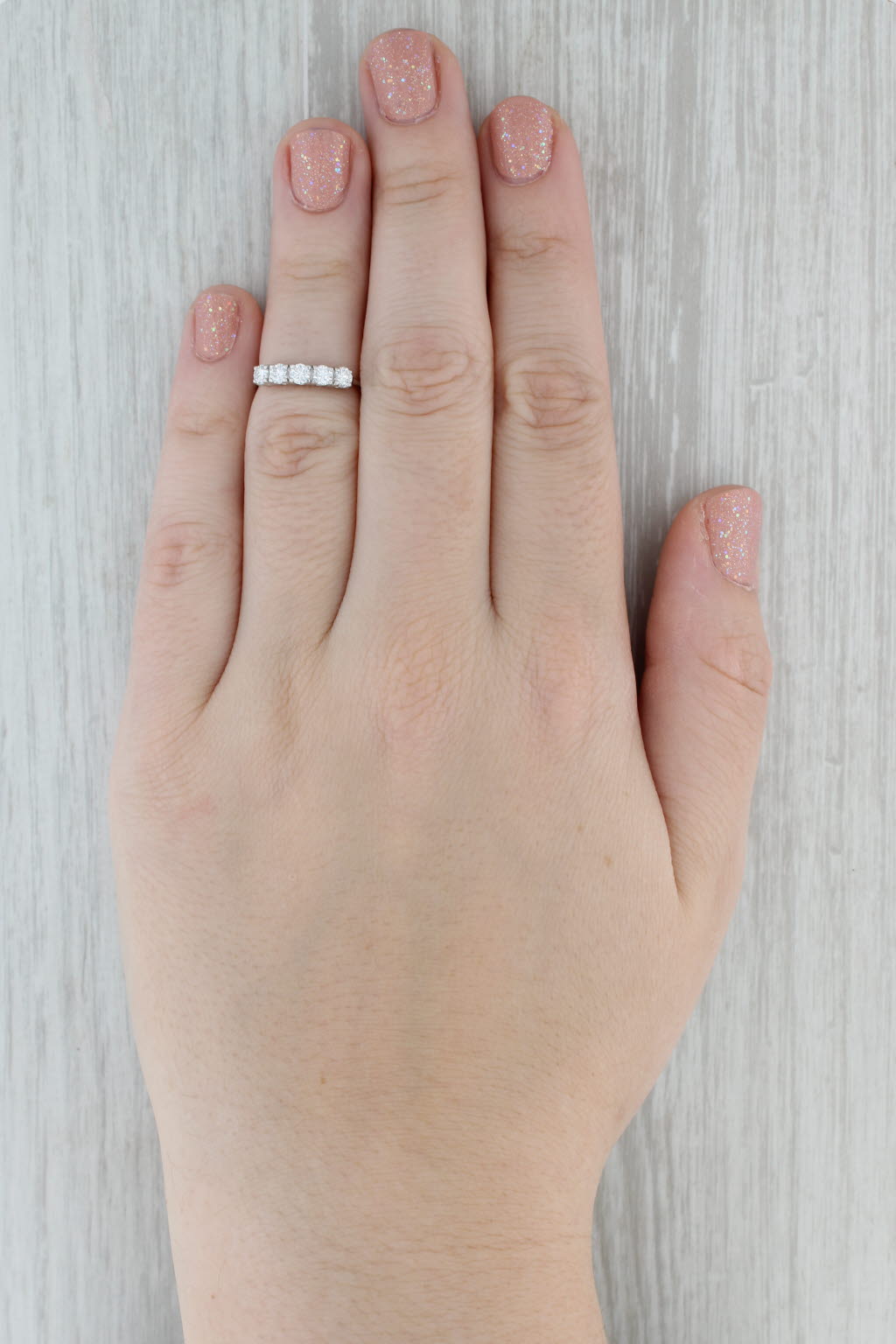 Gray 0.53ctw Diamond Wedding Ring 14k White Gold Size 4.5 Stackable Band