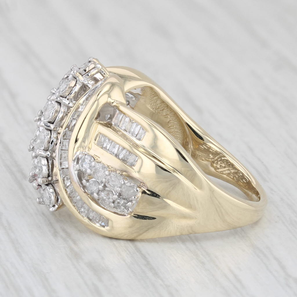 Light Gray 1.05ctw Diamond Cocktail Ring 10k Yellow Gold Size 7.25