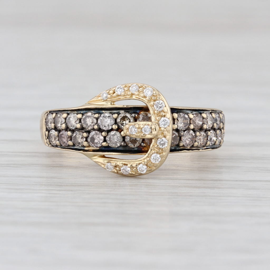 Le Vian 0.69ctw Diamond Belt Buckle Ring 14k Yellow Gold Size 7
