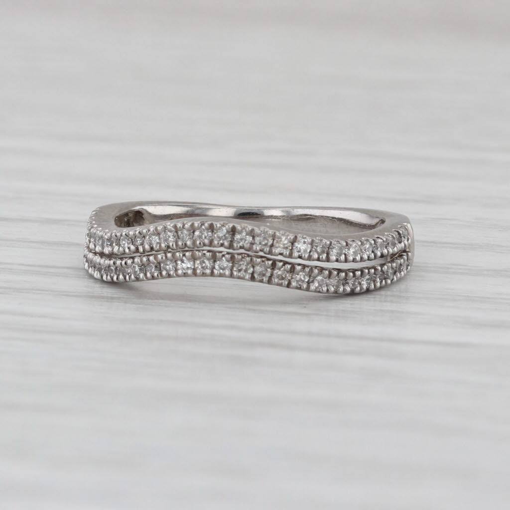 0.13ctw Diamond Double Band Ring 10k White Gold Size 4.75Wedding Ring